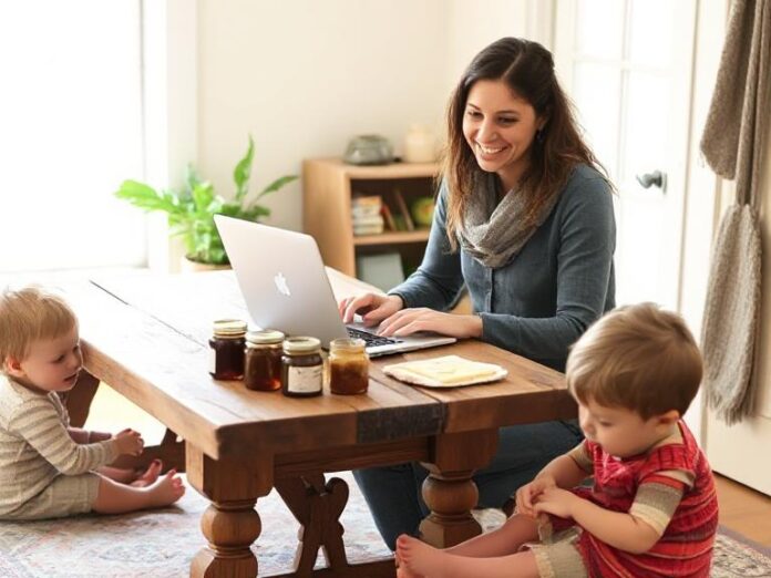 A creative entrepreneur manages her home-based business