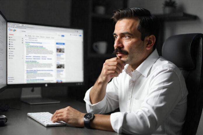The man is thinking about choosing a web development agency.
