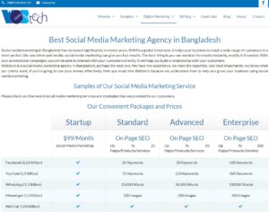 Webtech Social Media Marketing Service Landing page