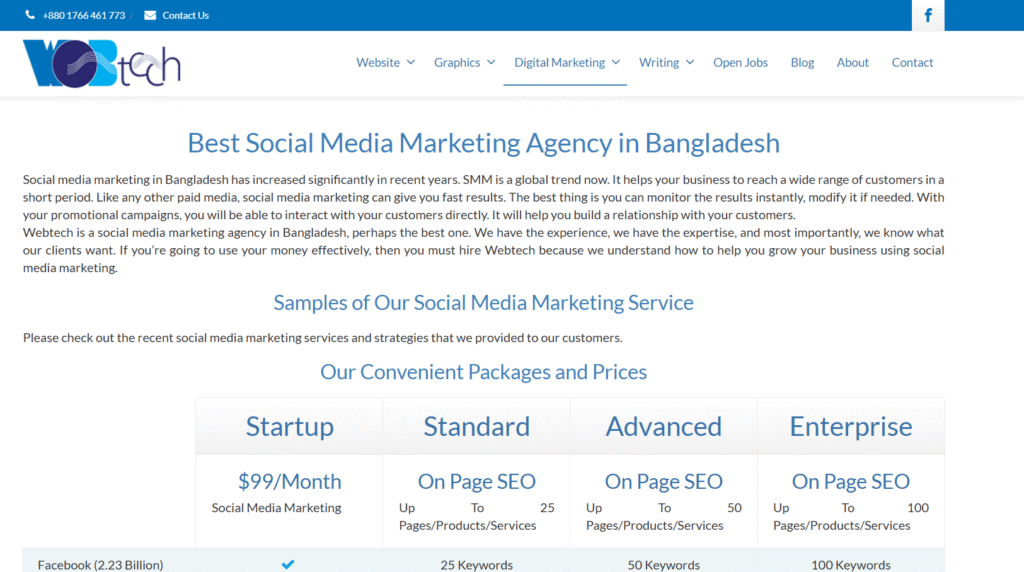 social media marketing service from webtech